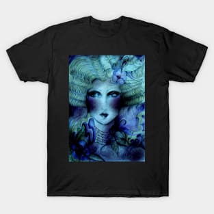 BRIGHT BLUE ART DECO WOODLAND FAIRY DOLLY GIRL T-Shirt